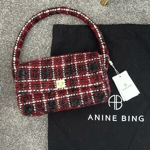 Nico Plaid Shoulder Bag, Cherry